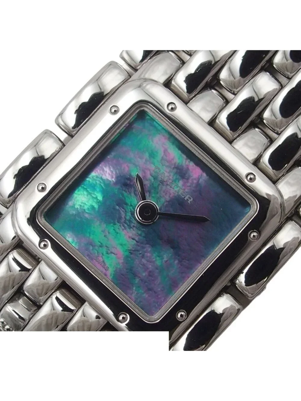 Cartier Panther Ribbon Blue Shell SS Watch Quartz Completed